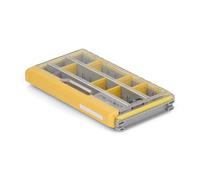 Plano Edge 3500 Almacenamiento de aparejos prémium con tecnología Rustrictor resistente al óxido, gris y amarillo, organización de caja de aparejos de terminal impermeable, pequeño