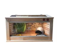 Plano inclinado Caja para reptiles Vivarium Lagarto Tortuga Serpiente Jaula Tanque de vidrio Caja de transporte Caja para tienda de mascotas Casa para mascotas para perros y gatos (marrón 50 * 30 * 33
