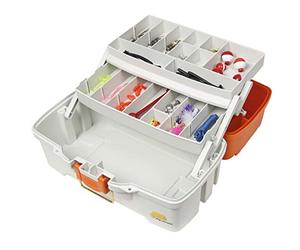 Plano Let's Fish Two-Tray Tackle Box Almacén de Aparejos Moldeado, Unisex, Naranja/Piedra Arenisca, Grande