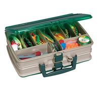 PLANO Satchel doble cara con 20 compartimentos, Caja pesca doble cara, satchel, óptima para guardar señuelos, cebos duros, cebos blandos y otros equipos pesca