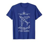 Planos de Aviones estadounidenses F-86 Sabre Sabrejet Camiseta, Hombre, Azul Real, M