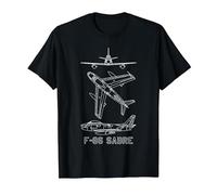 Planos de Aviones estadounidenses F-86 Sabre Sabrejet Camiseta, Hombre, Negro, S