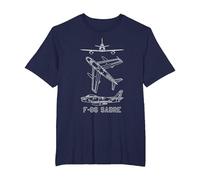 Planos de Aviones estadounidenses F-86 Sabre Sabrejet Camiseta, Hombre Tallas Grandes, Azul Marino, 5X Alto