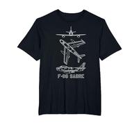 Planos de Aviones estadounidenses F-86 Sabre Sabrejet Camiseta, Hombre Tallas Grandes, Negro, 5X Alto