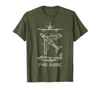 Planos de Aviones estadounidenses F-86 Sabre Sabrejet Camiseta, Hombre, Verde Oliva, XL
