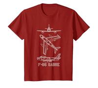 Planos de Aviones estadounidenses F-86 Sabre Sabrejet Camiseta, Niños, Arándano, 6 años