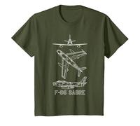 Planos de Aviones estadounidenses F-86 Sabre Sabrejet Camiseta, Niños, Verde Oliva, 4 años