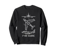 Planos de Aviones estadounidenses F-86 Sabre Sabrejet Sudadera, Unisex para Adultos, Negro, XXL