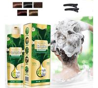 Plant Bubble Hair Dye Shampoo - Vegetable Hair Dye - Hair Coloring And Conditioning 3 Effects In 1 - Beirou BubblePure Plant Extract For Grey Hair Color Bubble Dye (black teal)