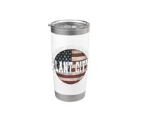 Plant City Florida, bandera americana vintage Vaso térmico de acero inoxidable de doble pared