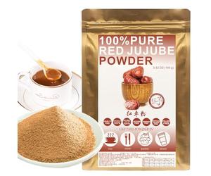 Plant Gift 100% Pure Jujube Powder 红枣粉 Polvo natural, excelente sabor para bebidas, batidos, yogur, horneado, galletas, pasteles y bebidas, polvo no GM,100g / 3.25oz