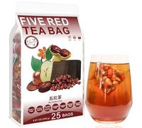 Plant Gift 100% Puro Té de Cinco Rojos 五红茶, 250g/8.81oz (10g*25bags) | Natural. Sin rellenos, sin aditivos. Goji y cacahuetes, sabor dulce. Infusión caliente. Also: Five Red Tea Bag .