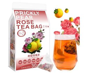 Plant Gift Prickly Pear Rose Tea Bag 5.29oz (5g*30bags) pera espinosa, rosa, wolfberry negro, morera, cebada, natural puro de china, té mixto de salud, combinación de té de flores 150g 刺梨玫瑰茶