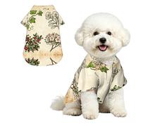 Plant Guide L - Camisa hawaiana para perros pequeños, bonito traje de playa de verano para cachorros, ropa suave y transpirable para gatos con botones