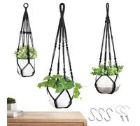 Plant Hanger Indoor - 3 Pieces Handwoven Decorative Boho Holder | Window Plant Hanger with Macrame Design, Hanging Pot Display with Sturdy Knots for Outdoor Wall, Window, Bathroom, Deck, Flower Shops