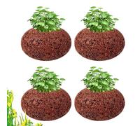 Plant Holder For Aquarium - 4 Pieces Porous Fish Tank, Stones Fixed Ring Plant Pots, Plants Support | Aquatic Cultivation For Freshwater Shrimp Pond Pool Landscape Decoration and Odor El