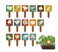 Plant Label Stakes - 15 piezas T-shape Signs Tags Markers | Vegetable Plant Labels | Wooden Horticultural Decorative Markers For Fruit Flower Tree Seedling Row Pots Nursery Gardening Yard