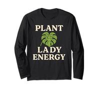 Plant Lady Energy Monstera, Leaf Houseplant Botanical Design Manga Larga