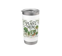 Plant Mom Lindo Día de la Madre Madre Vida Jardinería Mamá Vaso térmico de acero inoxidable de doble pared