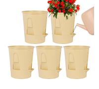 Plant Pot Set with Self Watering Design - 5 Pieces Transparent Orchid Planter, Breathable Root Control Pots with Tray | Indoor Outdoor Gardening Containers for Home, Balcony, Window, Porch, Patio