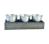 Plant Pot with Drainage - 3 Pieces Metal Small planter with Tray, Decorative House Plant Pots for Succulents and Flowers | Indoor Outdoor Planter Set for Desks Windowsills Offices | Garden Patio