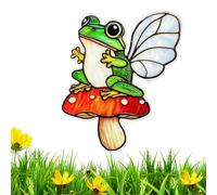 Plant Support Stakes, Decorative Garden Sticks, Frog Mushroom Ornaments, Sturdy Outdoor Insert, for Home Balcony Yard Lawn Patio Porch Pathway Landscape Park Flower Bed Plant Decoration Use 10x6.8cm