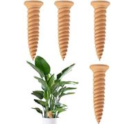 Plant Terracotta Waterer | 4X Natural Decorative Automatic Screws-Shaped Spikes | Clay Plant Garden Watering Stakes, Auto-Water Irrigation System Easy Setup For Indoor/Outdoor