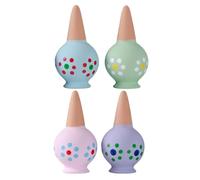 Plant Watering Globes, Decorative Self-Watering Stakes, Automatic Water Release System, Cute Design for Indoor Pots, Vacation Travel Support, 4 Pack Mixed Colors for Home Gardening