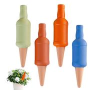 Plant Watering Spikes - 4 Pieces Automatic Terracotta Bottle for Indoor Plants | Self-Watering Devices for Potted Flowers Garden Yards Office Home Vacation Travel Planter Easy Hydration