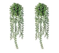 Planta Artificial Colgante, 2 Piezas Planta Colgante Simulación con Macetas | Plantas Artificiales Decorativas, Falsa Planta Colgante Vertical en Maceta para Balcón Pared Boda Jardín Decoración