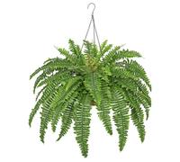 Planta artificial colgante de helecho Boston - 3 variantes de estilo - aprox. 60 - 80 cm - Planta artificial decorativa de helecho colgante en cesta - Realista - Planta artificial para interior y