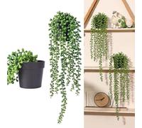 Planta artificial colgante verde 12 cm planta falsa para decoración de | Duradero, seguro para niños y mascotas, salón, oficina, lágrimas de amor