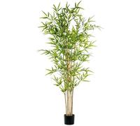 Planta Artificial de Bambu con 7 Troncos de PVC en Verde 180x35x35cm