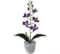 Planta artificial de bonsái de jazmín para decoración de mesa de escritorio, hogar, oficina, diseño de interiores, accesorio de fotografía, exhibición realista de flores sintéticas (morado)