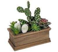 Planta artificial de cactus, plantas suculentas en maceta de madera, plantas decorativas artificiales en maceta, planta de interior, decoración para salón, alféizar de ventana, decoración de mesa para