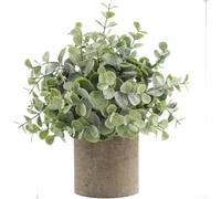 Planta artificial de eucalipto en maceta, árbol bonsái falso con hojas de dinero, vegetación realista de plástico para el hogar, oficina, escritorio, estante, decoración de interiores, no requiere
