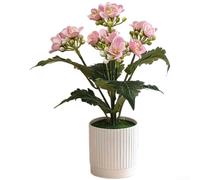Planta artificial de jazmín bonsái de 5 ramas con 15 flores para jardín al aire libre y decoración del hogar (rosa)