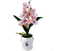 Planta artificial de orquídea Phalaenopsis con patrón de ciervo, bonsái falso realista de cinco flujos para decoración del hogar para exhibición de mesa de hotel y restaurante, 31 cm de altura (rosa