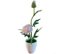 Planta artificial de peonía en maceta, hortensias de seda falsas para decoración del hogar, arreglo sintético de bajo mantenimiento, pieza central floral de mesa pequeña para color beige pálido