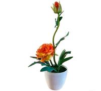 Planta artificial de peonía en maceta, hortensias de seda para decoración del hogar, arreglo sintético de bajo mantenimiento, pieza central floral de mesa pequeña para (naranja)