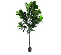 Planta artificial de violín higuera de 200 cm - ficus lirata artificial con hojas grandes - Planta decorativa de alta calidad para salón, oficina y entrada, sin mantenimiento y duradera
