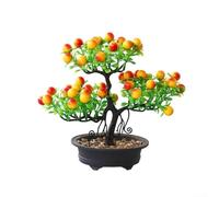 Planta artificial decorativa de árbol frutal chino para interiores residenciales y comerciales, incluyendo estudios, lofts y entornos hoteleros (maceta de piedra, rojo atardecer)