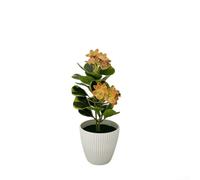 Planta artificial en maceta, 1 paquete, bonsái de orquídea mariposa, decoración realista de flores de seda, maceta vertical a rayas, bajo mantenimiento para el hogar, boda, oficina (amarillo)