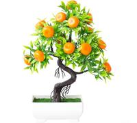 Planta artificial en maceta de estilo botánico con motivos de fresa naranja y pimienta para el hogar moderno, oficina y espacios comerciales (S)