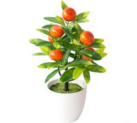 Planta artificial en maceta de estilo botánico con motivos de fresa naranja y pimienta para oficinas modernas en casa y espacios comerciales (B)