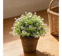 Planta artificial en maceta para decoración del hogar, vegetación de escritorio de 22 cm de alto con maceta, bonsái sintético realista para escritorio de oficina o estante (morado)