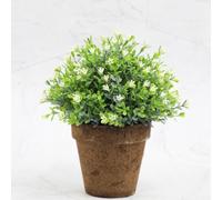 Planta artificial en maceta para decoración del hogar, vegetación de escritorio de 22 cm de alto con maceta, bonsái sintético realista para escritorio de oficina o estante (blanco)