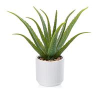 Planta artificial en maceta, planta artificial de aloe vera en maceta de cerámica, plantas artificiales de plástico, decoración para salón, balcón, dormitorio, baño, habitación, decoración de mesa