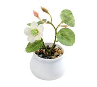 Planta bonsái artificial para decoración realista del hogar, pequeña flor de simulación en maceta para escritorios (primavera-02)