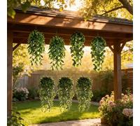 Planta colgante de ratán artificial de aspecto natural para el hogar, oficina, exterior, cubierta de pared, telón de fondo de boda e interior de tienda (19#hoja de arce)